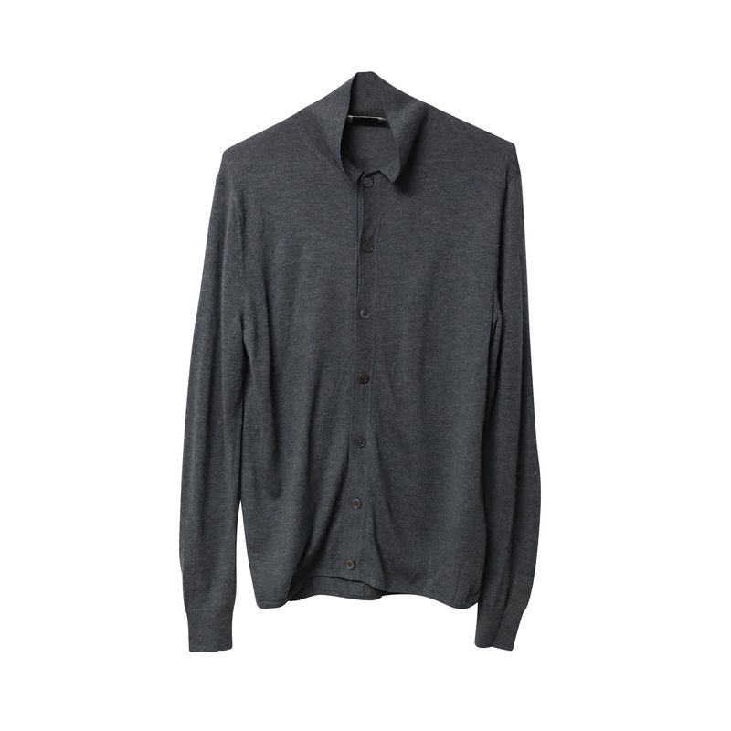 Acne Studios Collared Buttondown Cardigan In Grey Wool
